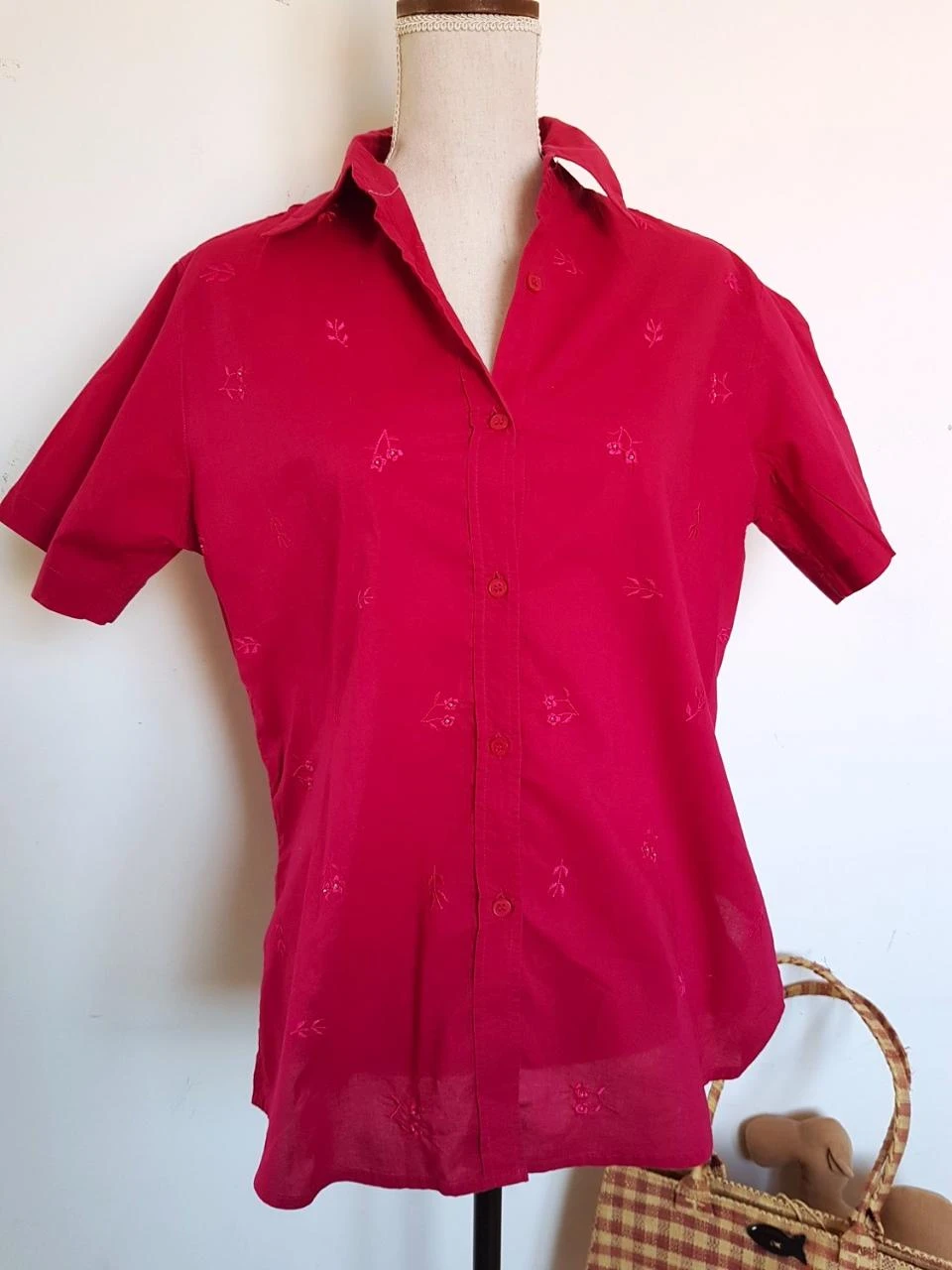 🌸 Chemisier Fuchsia Brodé Fleurs & Strass Adèle Joris - T40 🌸